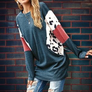 Floral Blooming | NWT | Blue Color Block Longsleeve Tunic (SIZE M)